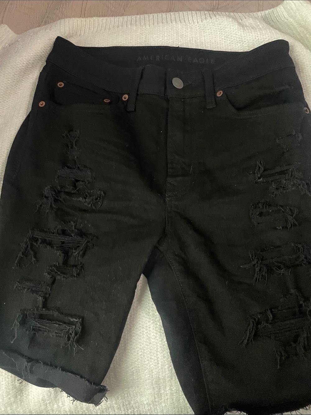 American Eagle Outfitters Black Slim Distressed Jeans